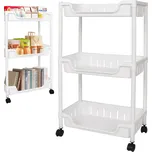 Verk Group Koupelnová polička kuchyňská skříňka mobilní regálová jednotka na kolečkách 3 úrovně háčky