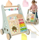 Dřevěné interaktivní chodítko s aktivitami a počítadlem, modré