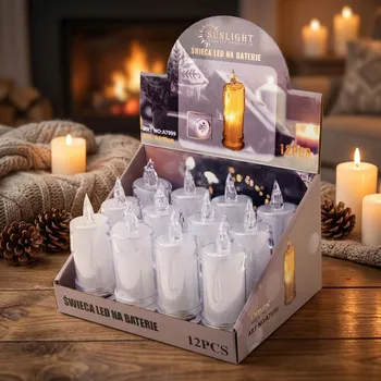 Lampička Plastová LED svíčka na baterie DAILY INTERNATIONAL HOME 6,5 × 15 cm teplá 12 ks