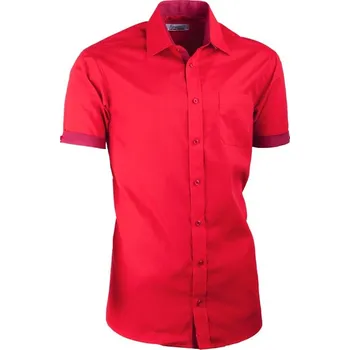 Pánská košile Červená košile slim fit kombinovaná Aramgad 40336, Velikost 37/38 (S)