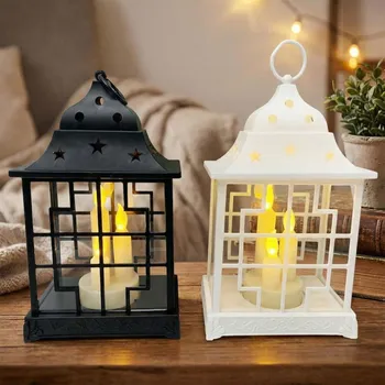 Lucerna Lampion s LED svíčkou DAILY INTERNATIONAL HOME 29 × 18 cm černý / bílý