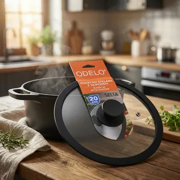 Poklice Skleněná poklice se silikonovým okrajem ODELO SELIA 20 cm černá