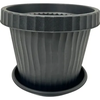 BAMA Set květináč a miska Onda SL 25 cm, barva černá BAMA