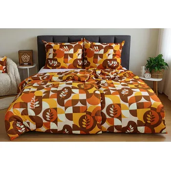 Povlečení HW LOGISTIC s.r.o. Povlečení mikrosatén SAFA hnědé 140 x 200, 70 x 90 cm zipový uzávěr