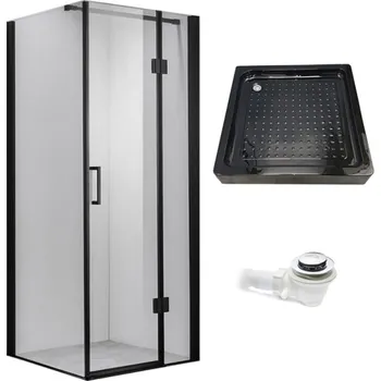 BPS-koupelny Čtvercový sprchový kout HYD-SK1390A 80x80 černá/transparent + vanička HYD-SSV-SXL02A černá