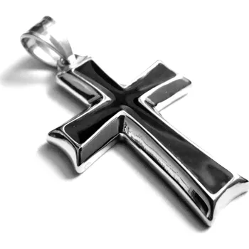 Přívěsek Steel Jewelry Přívěsek černý kříž z chirurgické oceli PR141020 dárkové balení zdarma