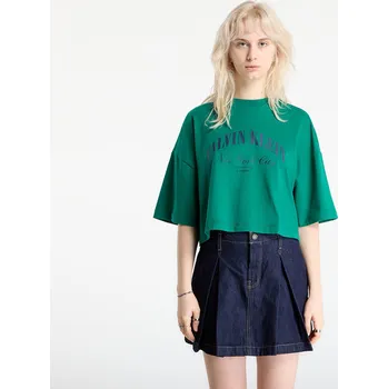 Dámské tričko Tričko Calvin Klein Jeans Ss Cropped Boxy Heri Tee Green XS