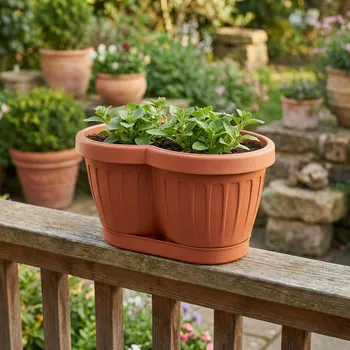 Obal na květináč Balkonový truhlík s podmiskou DAILY INTERNATIONAL HOME PETUNIA 30 cm terakota