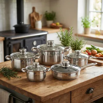 Sada nádobí Sada hrnců a pánví s poklicemi ODELO MELVIN 16–24 cm 10 ks