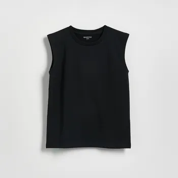 Dětská móda Reserved - Bavlněné tričko bez rukávů - černý - 957IX-99X - 957IX-99X-164