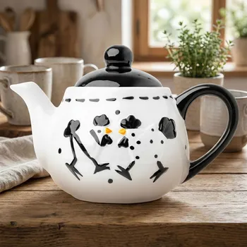 Konvice na čaj Džbánek s motivem slepic ODELO RIKU 510 ml bílý černý