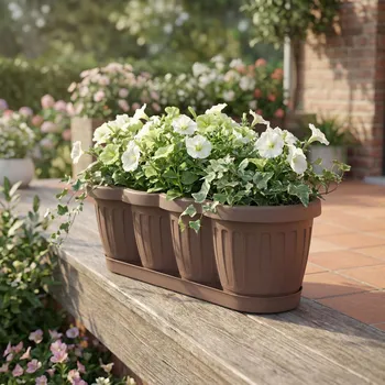 Obal na květináč Balkonový truhlík s podmiskou DAILY INTERNATIONAL HOME PETUNIA 60 cm hnědý