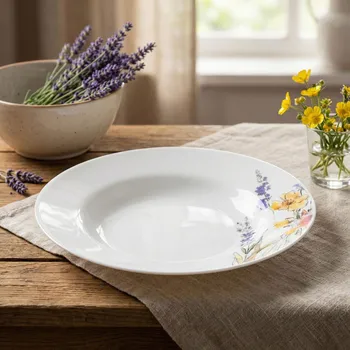 Talíř Hluboký talíř kulatý ODELO TULYA 23 cm bílý s květy