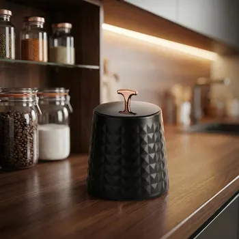 Dóza na potraviny Ocelová dóza ODELO DOMINGO 13,5 × 10,5 × 17 cm černá