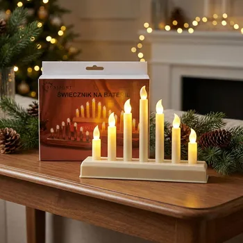 Lampička Svícen na baterie 7-svíčkový DAILY INTERNATIONAL HOME 18 × 14 cm krémový