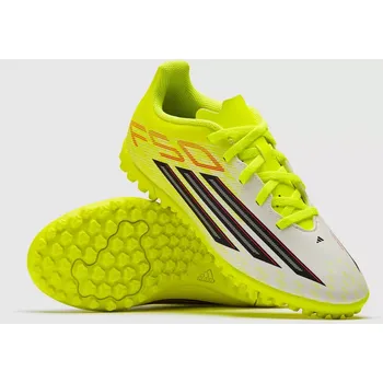 Kopačky Dětské turfy adidas F50 Club TF bílá/žlutá (12,5K uk/ 31EU/ 18,7cm)