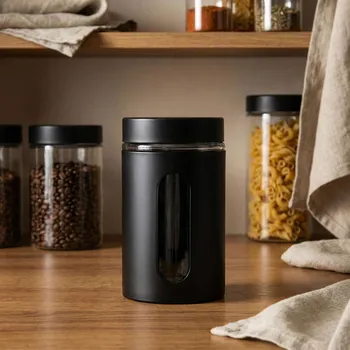 Zavařovací sklenice Skleněná dóza s okénkem ODELO JORIS 900 ml černá