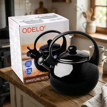 Konvice na čaj Smaltovaná konvice s píšťalkou ODELO AMELIO 2,2 l černá