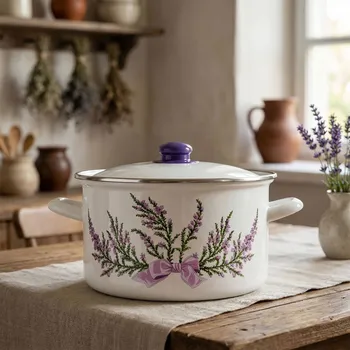 Hrnec Smaltovaný hrnec s poklicí ODELO LAWENDA 6 l bílý