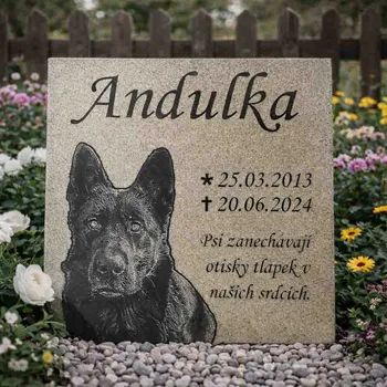 Smuteční dekorace Pomník pro psa z odolné keramiky 40×30 cm – personalizovaná pamětní deska