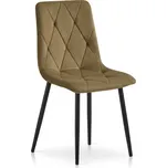 Hnědá sametová židle LIBRA OLIVE BROWN s černými nohami