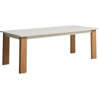 Zahradní stůl Kave Home Béžový rozkládací zahradní stůl Livorno 233/350 x 100 cm s přírodní podnoží