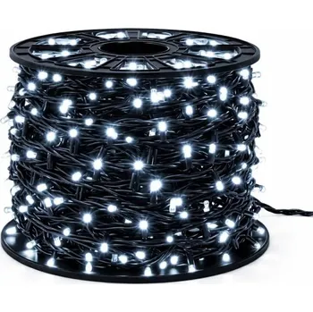 LED páska DECOLED Easy Fix LED světelný řetěz 100 m venkovní ledově bílá s FLASH, 600 diod, černý kabel IP67, cívka