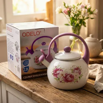Konvice na čaj Smaltovaná konvice ODELO AMELIO 2,2 l bílá s květy