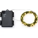 DECOLED LED světýlka na drátku na baterie venkovní 5,3 m, teple bílá, 50 diod, drátek IP44, 3× AA