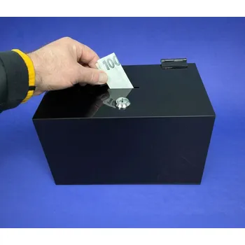 Příruční pokladna Kasička, pokladnička 250x150x150 mm plexi černé, zámek