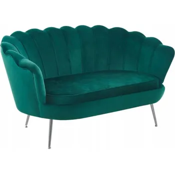 Křeslo Zelená dvoumístná pohovka do obývacího pokoje Čalouněná velurová Furnitex SF1-FX ZIELONE-CHROM