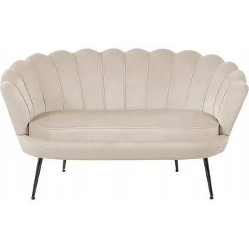 Křeslo BEŽOVÁ VELOUROVÁ SOFA SVĚTLÁ DVOUMÍSTNÁ ČALOUNĚNÁ SOFA FURNITEX SF1-FX BEŻOWA-CZARNE