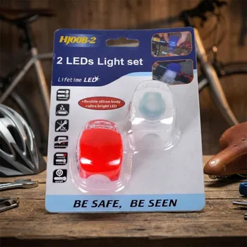 Lampička LED silikonová cyklistická světla přední/zadní DAILY INTERNATIONAL HOME 4x3 cm červená/bílá 2 ks