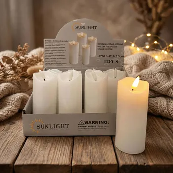 Lampička Ozdobné LED svíčky na baterie SUNLIGHT 12,5 × 5,3 cm bílé 12 ks