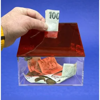 Příruční pokladna Kasička, pokladnička domeček 150x150x150 mm + zámek