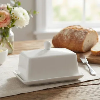 Máslenka Máslenka s víkem HOMEDELUX SQUARE 15,5 × 10,5 × 10,5 cm bílá