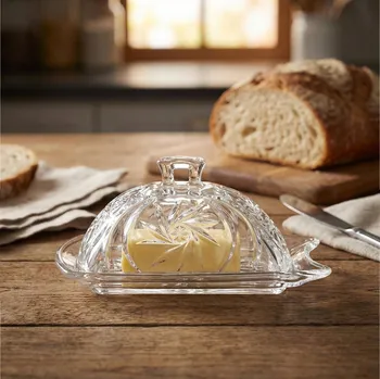 Máslenka Zdobená skleněná máslenka DAILY INTERNATIONAL HOME 12 × 17,5 × 8 cm