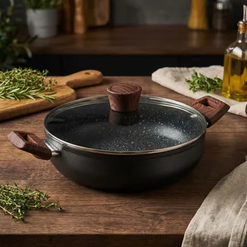 Pánev Hluboká pánev s poklicí a povrchem PFLUON ODELO AMARIS 24 × 6,5 cm černá