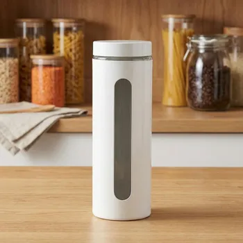 Zavařovací sklenice Skleněná dóza s kovovým víčkem a okénkem ODELO JORIS 1770 ml bílá