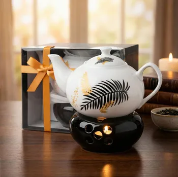 Konvice na čaj Džbán s ohřívačem ODELO ELOVEN EXOTIC 1 l bílý černý zlatý