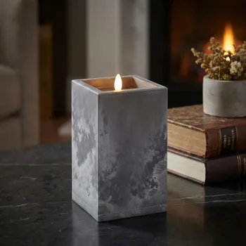 Lampička Plastová LED svíčka na baterie 2xAA DAILY INTERNATIONAL HOME mramor 8 × 12,5 cm