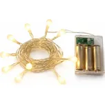 DECOLED LED světýlka na baterie 2,1 m teple bílá, 10 diod, čirý kabel IP20 interiér, 3× AA