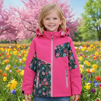 Dívčí bunda Dívčí softshellová bunda nezateplená růžová Kugo HK5658