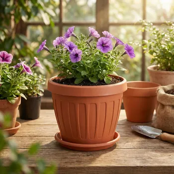 Obal na květináč Květináč s podmiskou DAILY INTERNATIONAL HOME PETUNIA 200 terakota