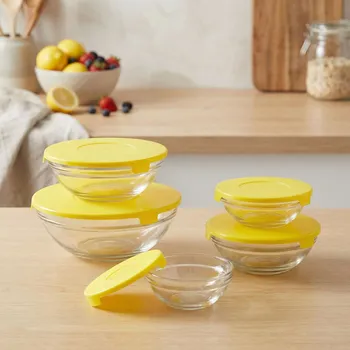Dóza na potraviny Skleněné misky s víčky DAILY INTERNATIONAL HOME 9/10,5/13/14/17 cm žluté 5 ks