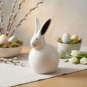 Velikonoční dekorace Figurka zajíc koule ODELO ROSS 9,4 × 8,2 × 15 cm bílý