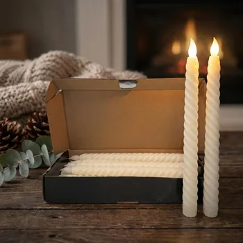 Lampička Dekorační LED svíčka kroucená DAILY INTERNATIONAL HOME 25 cm krémová