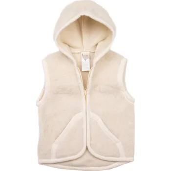 Dívčí vesta Vlnka Dětská vesta z ovčí vlny s kapucí přírodní velikost oblečení XS