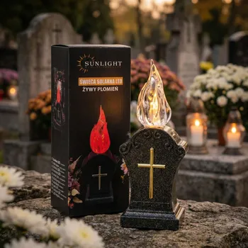 Lampička Solární hřbitovní svíčka LED s živým plamenem DAILY INTERNATIONAL HOME SUNLIGHT 6 × 17 cm černá