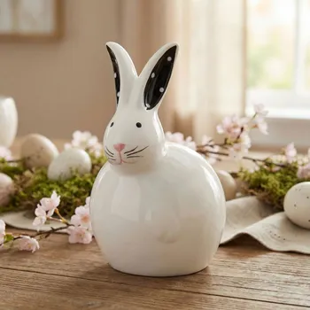 Velikonoční dekorace Zajíc koule ODELO ROSS 7,9 × 6,9 × 11,4 cm bílý